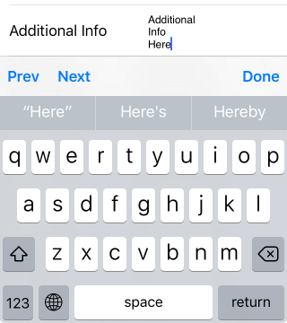 Multiline Editor in DataForm in iOS NativeScriptUI-DataForm-Editors-Multiline-iOS