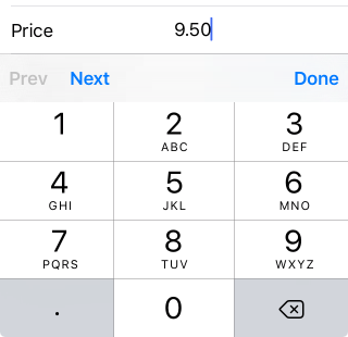 Decimal Editor in DataForm in iOS NativeScriptUI-DataForm-Editors-Decimal-iOS