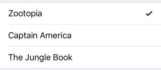 List Editor in DataForm in iOS NativeScriptUI-DataForm-Editors-List-iOS