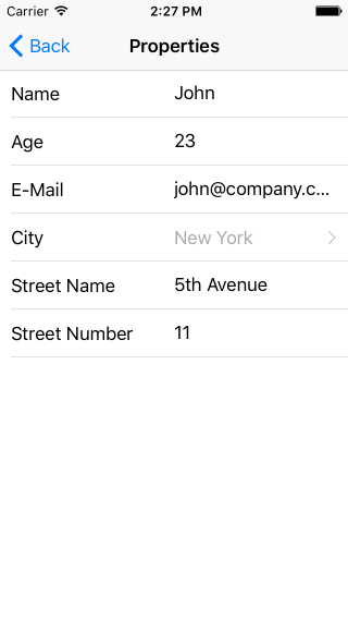 RadDataForm in iOS NativeScriptUI-DataForm-Getting-Started-iOS