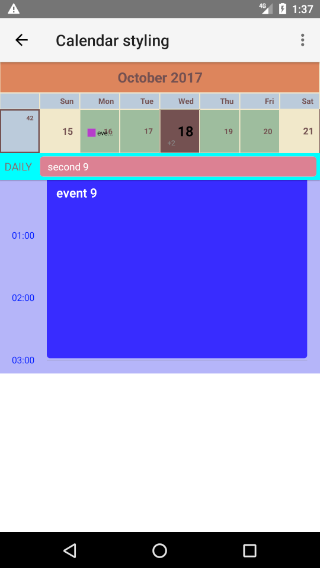 Android Calendar day view styling