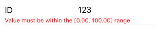 RangeValidator in RadDataForm in iOS NativeScriptUI-DataForm-RangeValidator-iOS